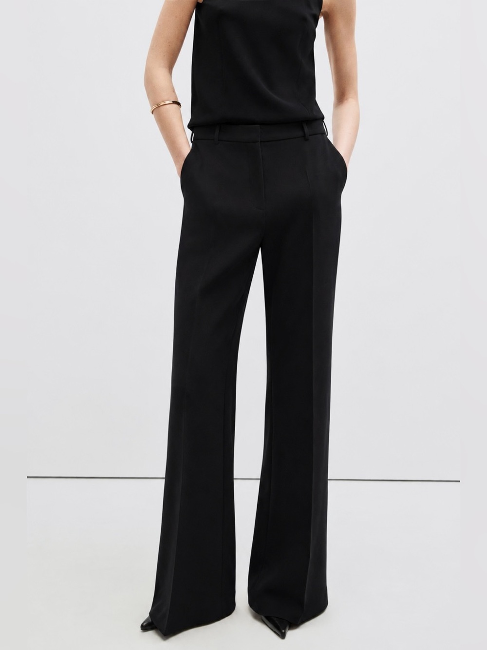 NWOT Kobi Halperin Black Tailored Crepe Mid-Rise Bootcut Trousers Pants Size 4